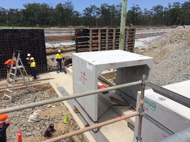 An innovative 'skating' technique was used to install culverts beneath powerlines to prevent using cranes to lift them into place. 